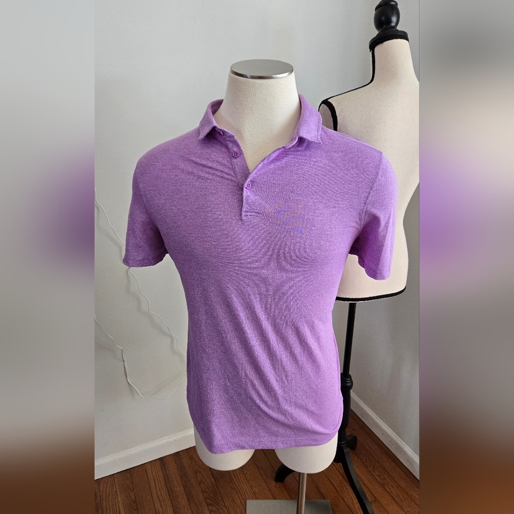 Lululemon SS Performance Stretch Polo Shirt Pink Purple Heather Men's Medium?